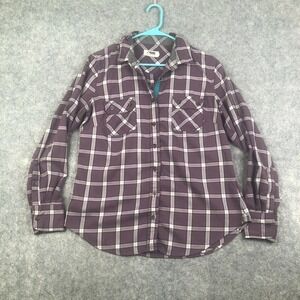 Mountain Khakis Womens Plaid Flannel Shirt Size M Purple Stretch Polyester Wool